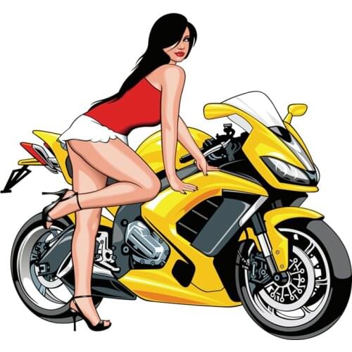 Sexy girl motorcycle colorful car stickers waterproof fun car motorcycle accessories cover scratches PVC decals 15cm * 14cm