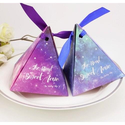 Festival supplies candy box bag chocolate paper gift package for Birthday Wedding Party favor Decor DIY purple sky night Wh