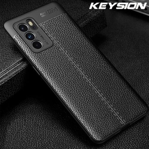 KEYSION Shockproof Case For OPPO Reno 6 6 Pro 5G Leather Texture soft Silicone Phone back cover for OPPO Reno 6 Pro+ Plus
