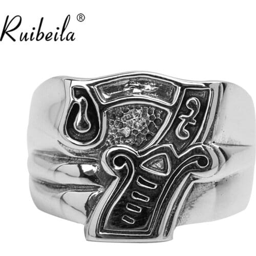 Ruibeila925 argent hommes rétro punk en trois dimensions porte-bonheur 7 bague personnalité bijoux bague en argent sterling
