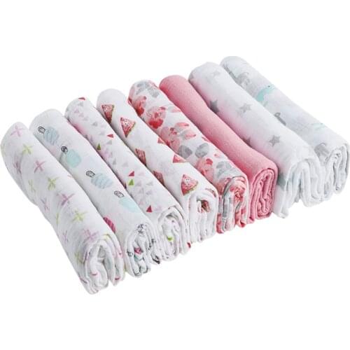 T5EC 2 Pcs/set Cotton Muslin Baby Blankets Newborn Swaddle Wrap Blanket Baby Receiving Blanket Infant Sleeping Quilt Bed Cover