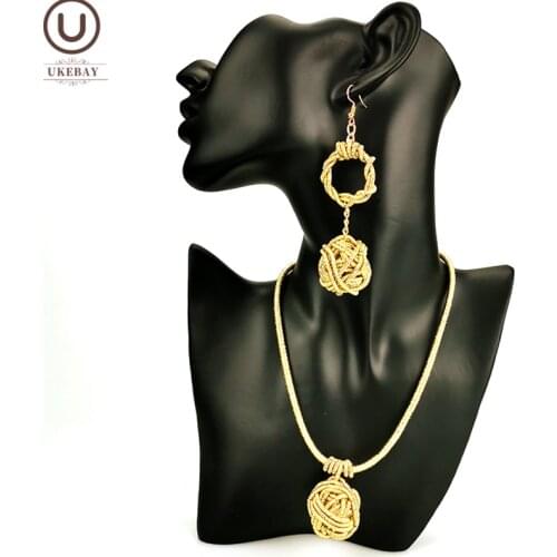 UKEBAY New Gold Luxury Choker Necklace Women Fashion Handmade Jewelry Ball Accessories Pendant Necklaces Party Gift Wholesale