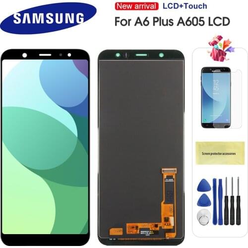 6.0'' LCD For Samsung Galaxy A6 Plus 2018 A6+ A605fd A605 LCD Display Touch Screen Digitizer Glass Assembly For A6 + A605 Screen
