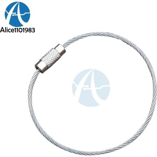 1pcs 5PCS 10Pcs Screw Locking Stainless Steel Wire Keychain Cable Rope Key Holder Keyring Key Chain Rings Cable Outdoor Hiking