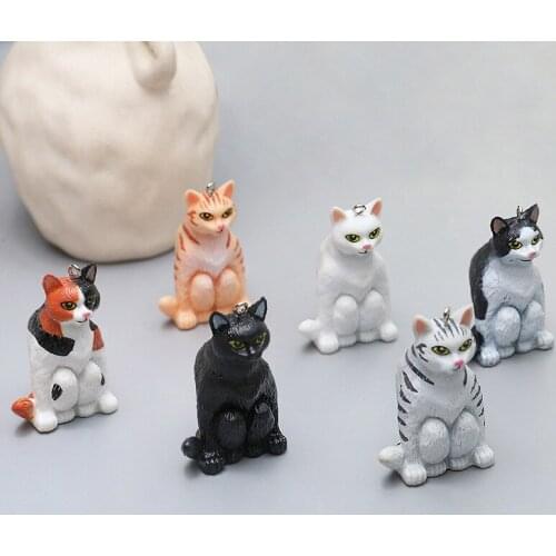 1PCS Cute Kitty Three-dimensional Resin Fun Pendant diy Handmade Jewelry Keychain Earrings Nail Accessories Material