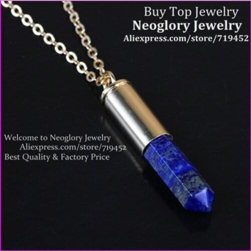 10pcs Nature Lapis Lazuli Gems Point Bullet Pendant Metal Color Casing Necklace Drusy Quartz Druzy Pendant Necklace