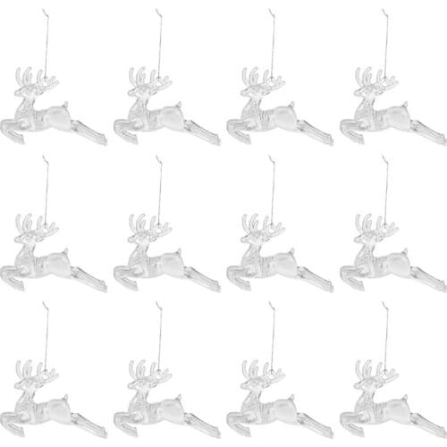 12pcs Running Deer Christmas Tree Topper Deer Treetop Decor Home Party Decor Sparkling Green Onion Powder Hollow Running Deer