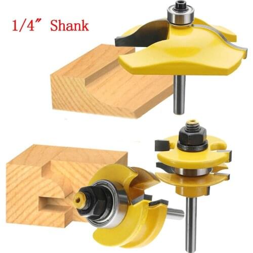 3pcs 1/4" Shank Ogee Rail & Stile Raised Blade Cutter Panel Cabinet Door Router Bit Set Wood Cutter Tool