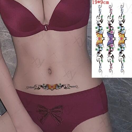 3d Watercolor Butterfly Temporary Tattoos for Women Kids Violet Realistic Flower Tattoo Sticker Dragon Cross Vine Fake Tatoo