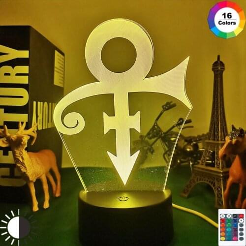 Acrylic Led Night Light Prince Symbol Logo Nightlight for Office Room Decoration Touch Sensor Color Changing Table Usb Lamp