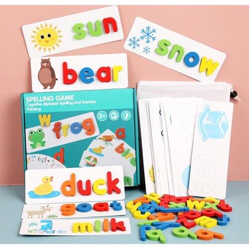 Alphabet Letters Cards See And Spell Learning Toys Wooden Letter Sight Words Puzzles Matching Shape