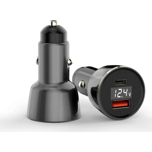 Aluminum Alloy Car Charger QC3.0PD45W Super Fast Charge Cigarette Lighter For Laptop LED Large Screen Instructions