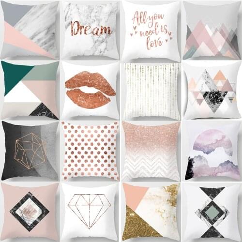 Cushion Cover Pink MarblingPillow Case 45x45 cm Geometric Home Decorations For Living Room Sofa Cover Chair Cover Decor