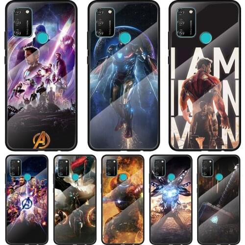 Iron Man Marvel Avengers Tempered Glass Cover For Honor 30 20 10 9X 8X Pro Plus Lite Silicone Phone Case Coque