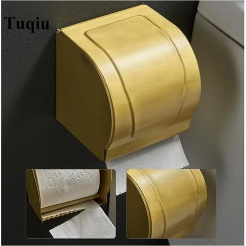 Vidric Brush Gold Aluminum material Toilet Paper Holder Wall Mounted Bathroom Roll Tissue Paper Rack