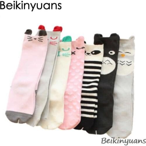 Cotton Socks Kids knee high Cute Cartoon Long sock creative tide cotton baby socks leg warm knee high sock