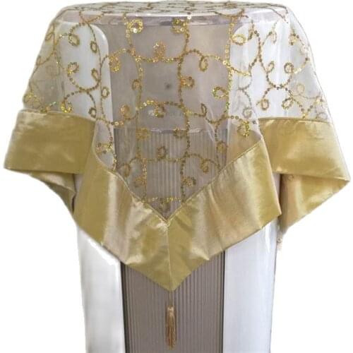 2021 Hot glitter gold square Tablecloth embroidery lace kitchen tea coffee Table Cover cloth Christmas party xmas Wedding decor