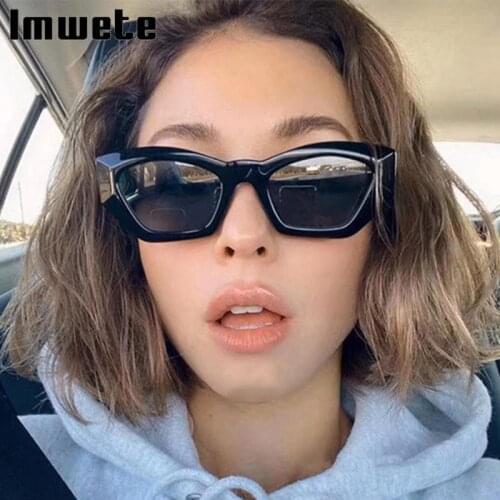 Imwete 2021 New Cat Eye Sunglasses Men Women Vintage Small Sun Glasses Male Luxury Design Outdoor Eyewear UV400 Green