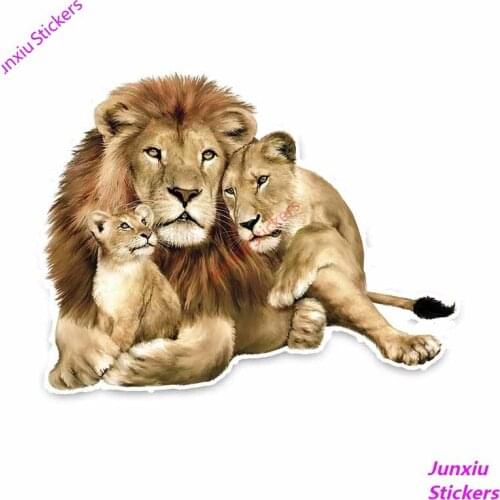 Lion Family Interesting Colorful Car Stickers and Decorative Bumper Trunk Laptop Rear Windshield Exterior Graphical PVC14x11cm