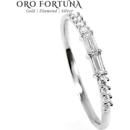 14K Gold 0.33 Ct Baguette & Round Natural Diamond Ring for Women Gift for Her Fine Trendy Dainty Minimalistic Classic Stacking