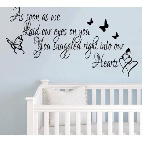 As soon as we Nursery kids Wall Decals Quotes Sticker Vinyl butterfly Wall Sticker for Nursery Boys Girls Kids Room Decor C913