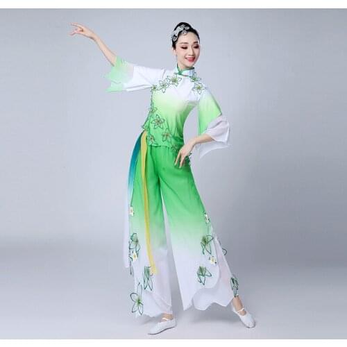 Chinese style Hanfu classical dance costumes suit adult female Yangko clothing style square dance costume