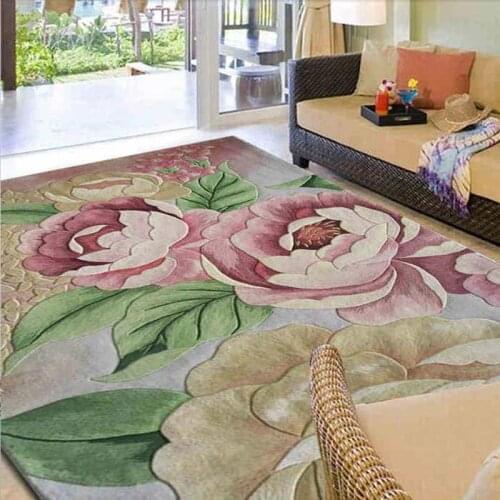 ALITEXTILEBTOC Floral 100% Wool Carpet Modern Art Thicken Carpets For Parlor Living Room European Modern Rectangle Carpets