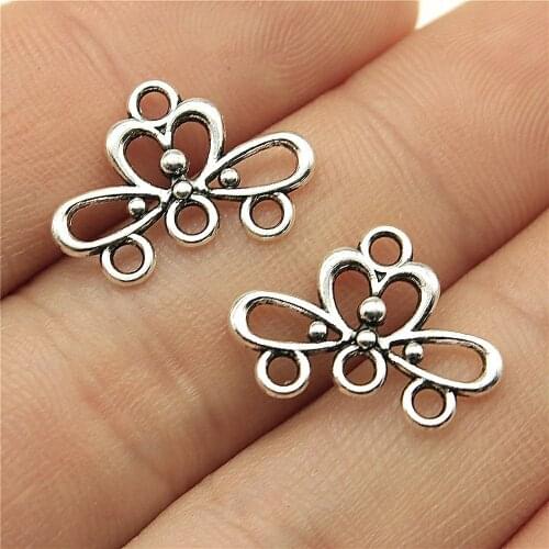 20PCS/lot 18*19mm Metal Charm Earring Connector Antique Silver Gold Color Making DIY Handmade Tibetan Jewelry DIY