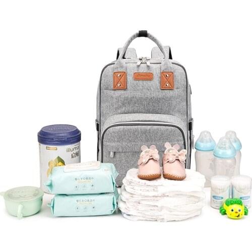 Multifunctional Baby Diaper Bag Bed Portable Toddler Nappy Backpack With Diaper Pad Folding Mumy Backpack With Hooks Baby Bed