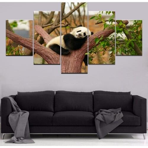 Modular Panda Animals Wall Art Pictures Hd Prints Canvas Painting for Kids Room 5 Pieces Creative Home Decor Gift Artwork Poster