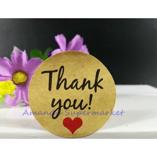 Handmade Thank You Sticker 144pcs/lot 38*38mm Vintage Stickers Kraft Sticker DIY Hand Made For Gift Cake Baking Sealing Sticker