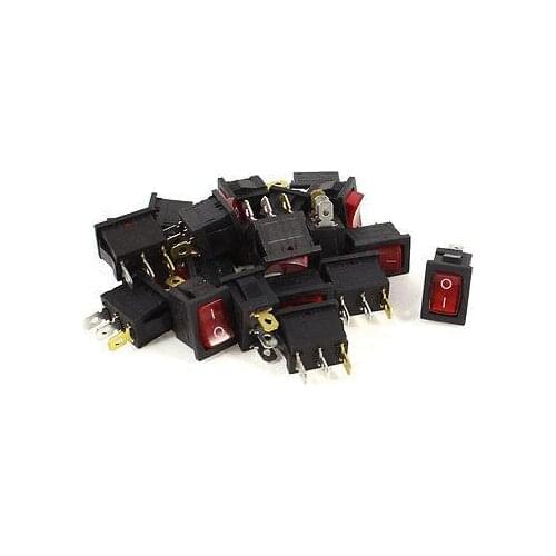 NEW!20 x 3P SPST On Off Panel Mount Red Light Boat Rocker Switch AC 250V/6A 125V/10A