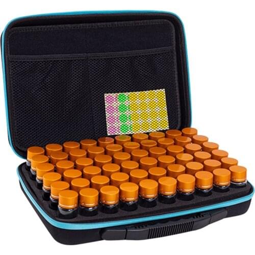 New 60 Bottle Full Square DIY DIamond Painting Box Container Storage Carry Case Holder Hand Bag Zipper Design Shockproof Durable