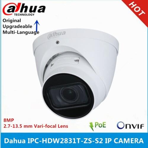 Original Dahua IPC-HDW2831T-ZS-S2 8MP 2.7 mm–13.5 mm Motorized zoom Lens built-in SD Card Slot IR40M poe Starlight IP camera
