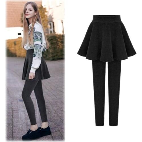 Autumn and winter ladies fake two-piece legging skirt plus fat plus size to keep warm, outer wear legging skirt women