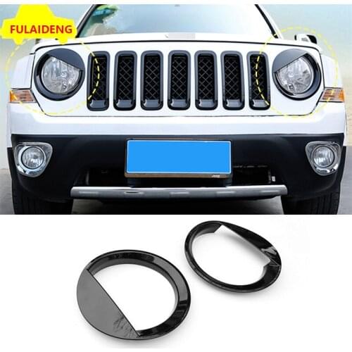 2pcs for Jeep Patriot 2011-2015 ABS Angry style Front Car Head Light Lamp Cover Trim Frame Car styling