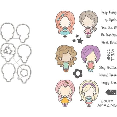 Clear Stamps And Cutting Dies Beautiful Girls Stay Pesitive Happy Time For DIY Scrapbook Photo Album Craft Card 2021 New