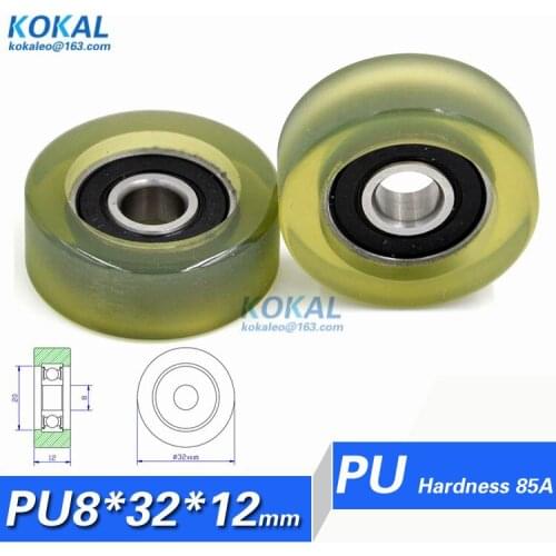 [PU0832-12] 1PCS glass window door 608RS ball bearing PU TPU counting machine rubber bearing wheel pulley PU60832-12 8*32*12mm