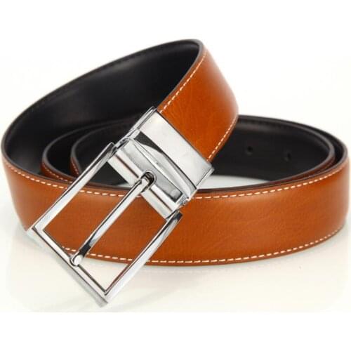 High Quality Leather Men Belt ,Metal Alloy Buckle Belts Black/Brown Male Belts Luxury Design Double-sided Strap BeltsWaist Belt