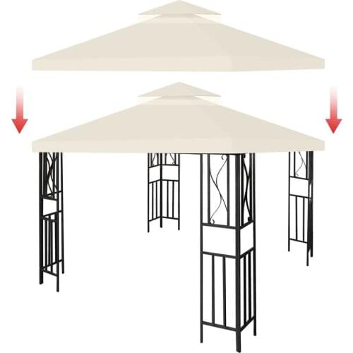 Garden Canopy Top 2-Tier Zipper Barbecue Gazebo Cover Waterproof Detachable Replacement Top Camping Hammock Beach Sun Shelter