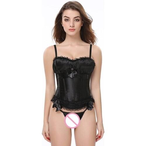 Sexy Satin Straps Corset Cup Stripe Spaghetti Showgirl Lace Up Zipper Side Body Shaper Waist Trainer Bustier Lingerie Plus Size
