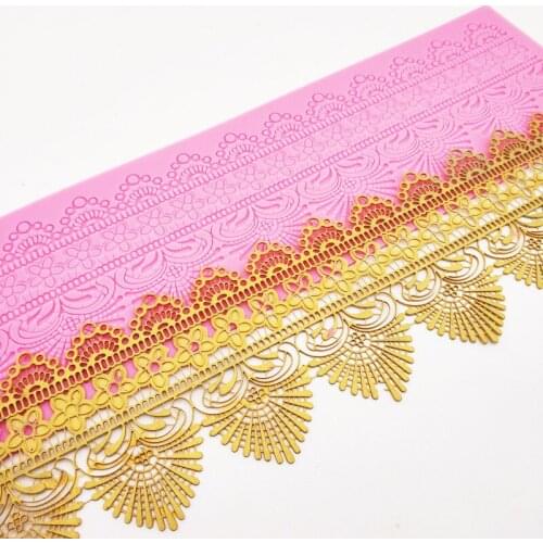 Sector Flower Lace Cake Silicone Mould Fondant Cake Silicone Bakeware Mat Molds For Wedding Cake Decorating Tools DIY