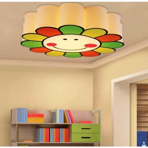 Cute Sunflower Smile Face Childrens Room Study Bedroom Wall Light Sunflower Comfort Girl LED Multicolored PVC Ceiling Light ZCL