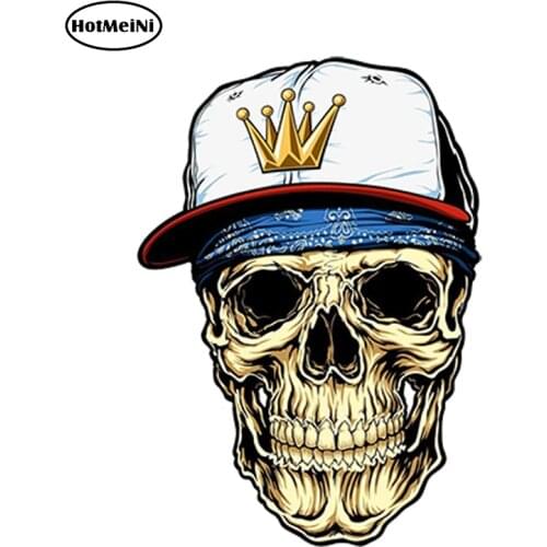 HotMeiNi 13cm x 8cm Car Styling Car Sticker Skull Snap Back Vinyl Sticker Laptop Travel Luggage Decal Waterproof Accessories