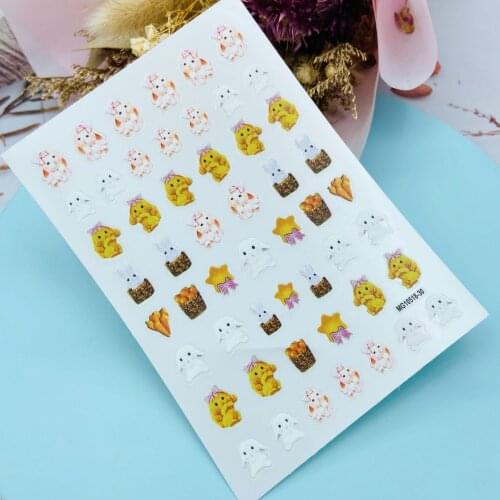 DIY Jaanese Style Fashion New Arrival Thin Light raceless Nail Stickers Cute Cats& Dogs & Rabbits Nail Decals Manicure Nail Art