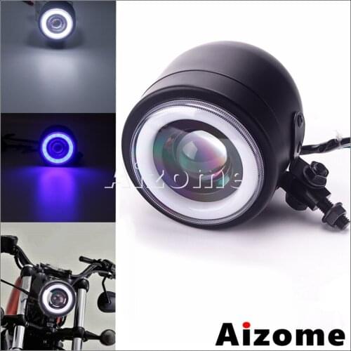 Motorcycle LED Headlamp Headlight For Harley Honda Triumph BMW Suzuki Kawasak Yamaha Cafe Racer White/Blue Daytime Running Light