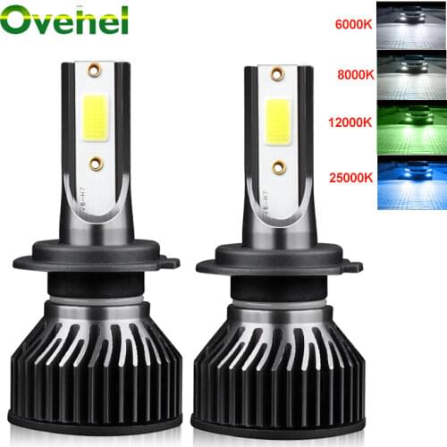 OVEHEL 2 Pcs Led H7 H8 H9 H11 9005 HB3 9006 HB4 Bulbs H1 H3 H4 H7 LED Lamp 12000LM 6000K Car Headlight Fog Light NO FAN