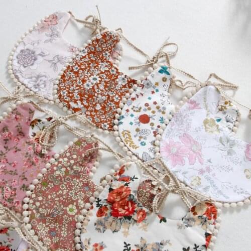 W3JF Baby Bib Infant Burp Cloths Toddler Cotton Bib Kid Floral Towel Dinner Feeding Double-deck Cute Girl Bibs