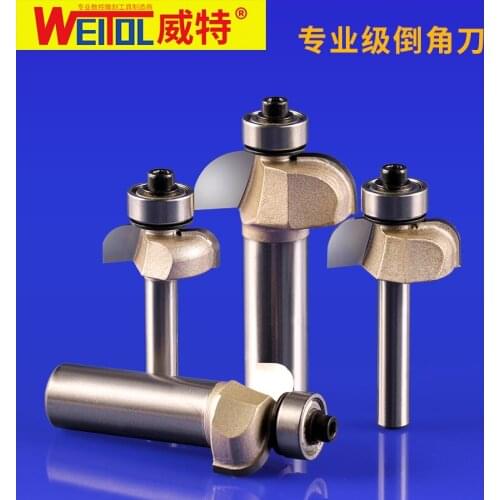 Weitol free shipping 1 pcs tungsten cobalt tool with bearing CNC Engraving Trimmer Chamfer bit Round Over tools for wood