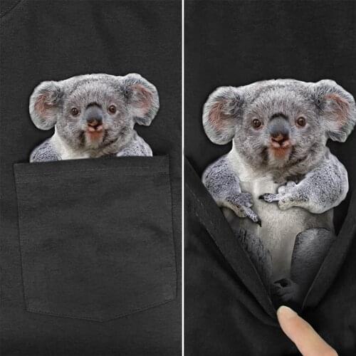 Funny T Shirt Fashion Brand summer pocket Koala printed t-shirt mens for women shirts Hip hop tops funny cotton tees